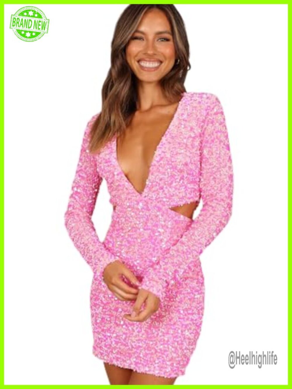 Velvet Sequin Mini Dress Long Sleeve Club Cocktail Party Bodycon